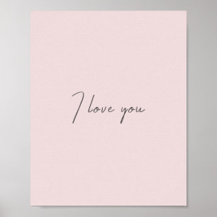 Affiche Je T'Aime Citer Mariage Valentines Day Blush Pink