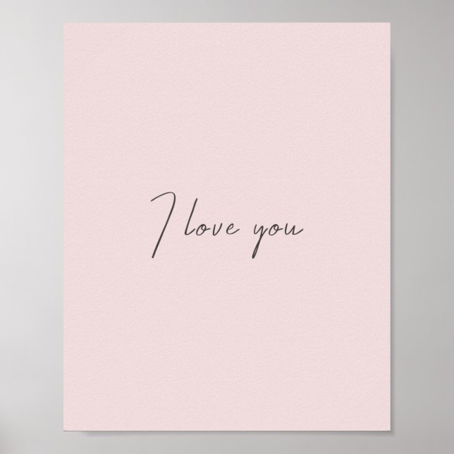 Affiche Je T'Aime Citer Mariage Valentines Day Blush Pink (Devant)