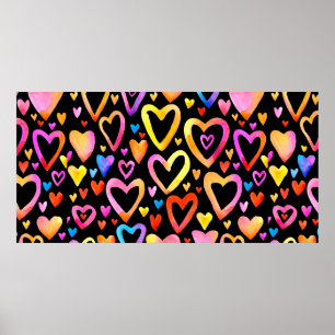 Affiche Je t'aime. Coeur d'illustration aquarelle. Valenti