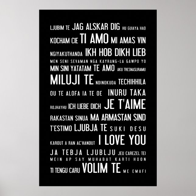 Affiche "Je t'aime" dans différentes langues (Devant)