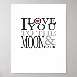 Affiche Je t'aime jusqu'à la lune et retour Citation d'amo