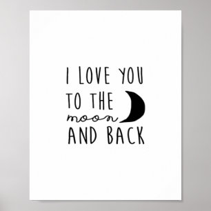 Affiche Je t'aime jusqu'à la lune et retour Cœur minimalis