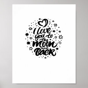 Affiche Je t'aime jusqu'à la lune et retour Cœur sincère C