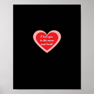 Affiche Je t'aime jusqu'à la lune et retour Design sincère