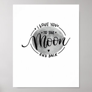 Affiche Je t'aime jusqu'à la lune et retour Élégant et sin