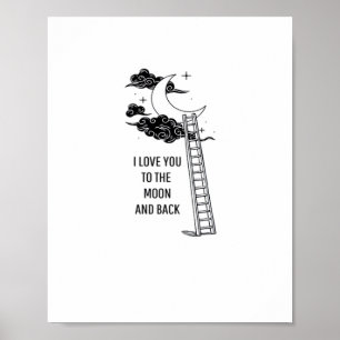 Affiche Je t'aime jusqu'à la lune et retour, minimalisme s