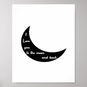 Affiche Je t'aime jusqu'à la lune et retour Romantique Min