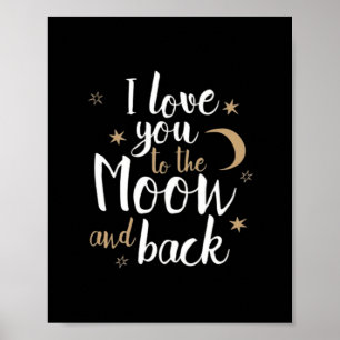 Affiche Je t'aime jusqu'à la lune et retour Style attentio