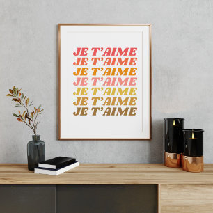 Affiche Je t'aime le français dire la typographie rétro