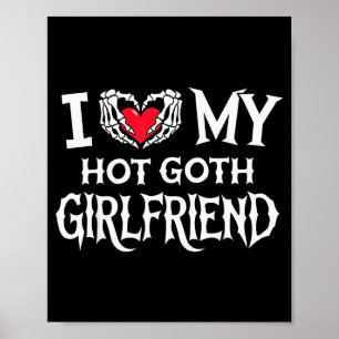 Affiche Je T'aime Ma Chère Copine Gothique Squelette Main