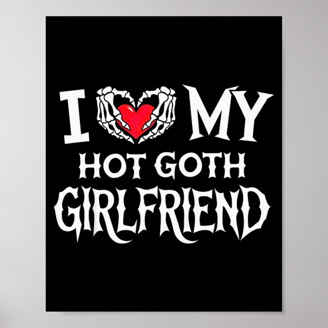 Affiche Je T'aime Ma Chère Copine Gothique Squelette Main  (Devant)