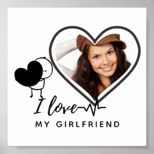 Affiche Je t'aime ma petite amie Cadeau PHOTO personnalisé