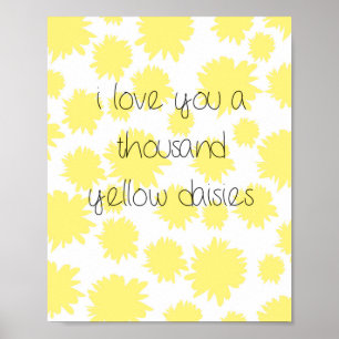 Affiche Je t'aime mille marguerites jaunes