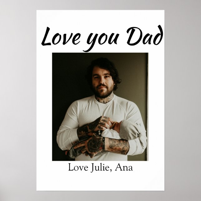 Affiche je t'aime papa fête des pères ajouter photo nom si (Devant)