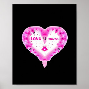 Affiche Je t'aime plus cœur rose romantique
