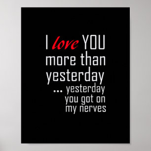 Affiche Je t'aime plus qu'hier Design romantique