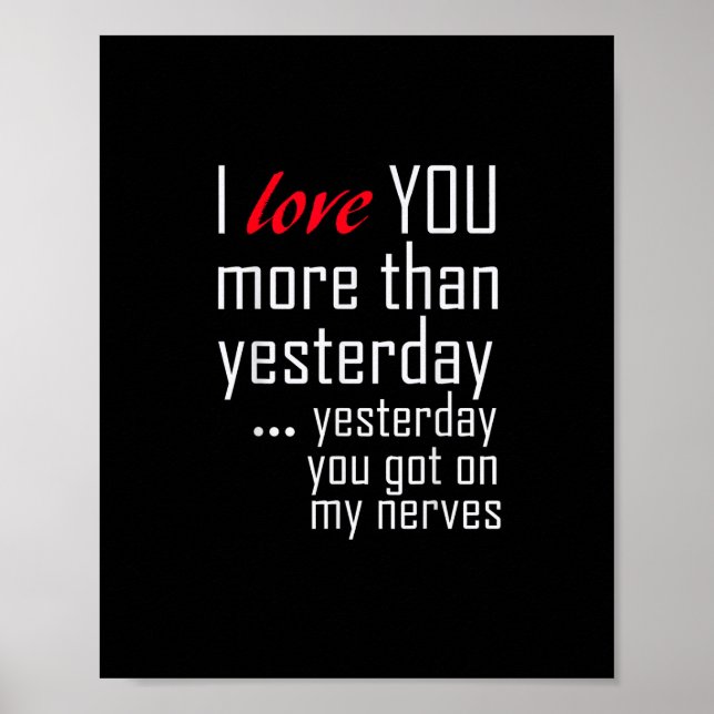 Affiche Je t'aime plus qu'hier Design romantique  (Devant)