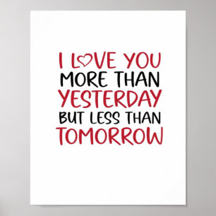 Affiche Je t'aime plus qu'hier Doux Amour Citation