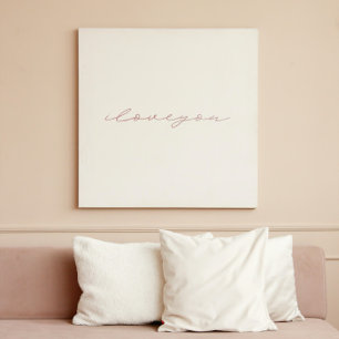 Affiche je t'aime rose rose faux feuille art minimalis