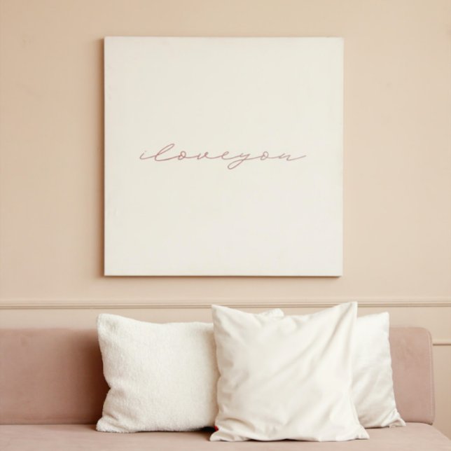 Affiche je t'aime | rose rose faux feuille | art minimalis (Créateur téléchargé)