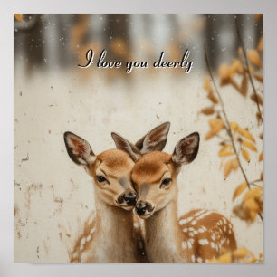 Affiche Je t'aime tendrement Murale de faons jumeaux dans 