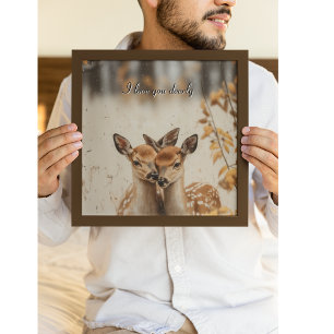 Affiche Je t'aime tendrement Murale de faons jumeaux dans 