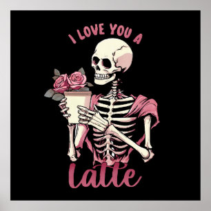 Affiche Je t'aime un squelette de la Saint-Valentin