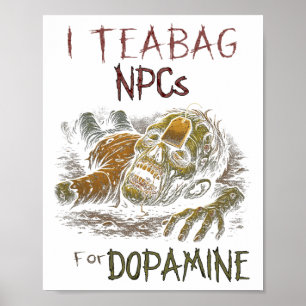 Affiche Je Tease Les PNJ Pour La Dopamine - Drôle De Joueu