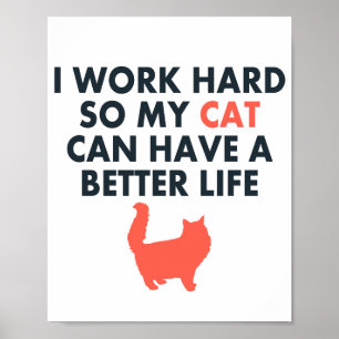 Affiche Je Travaille Dur Citation De Chat Drôle Pour Les A