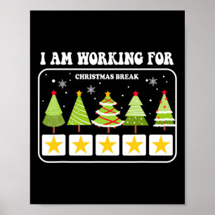Affiche Je Travaille Pour Noël Pause 5 Étoiles Arbre De No