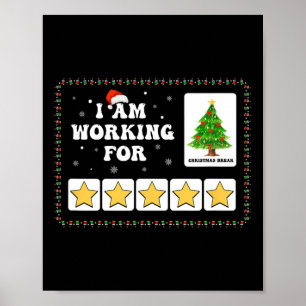 Affiche Je Travaille Pour Noël Pause 5 Étoiles Arbre De No