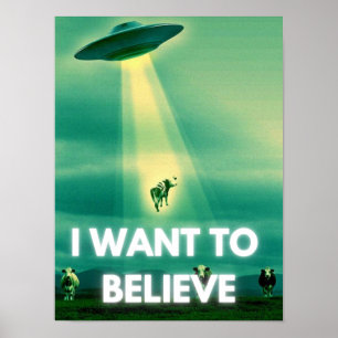 Affiche Je veux croire, Film Rétro 90s, Alien UFO