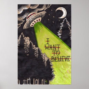 Affiche Je veux croire, Film Rétro 90s, Alien UFO