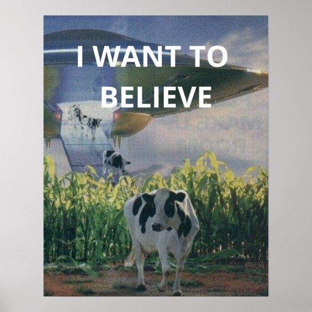 Affiche Je veux croire, Rétro 90s, Peinture de vache extra (Devant)
