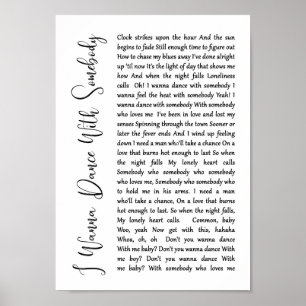 Affiche Je Veux Danser Avec Quelqu'Un Chant De Script Blan
