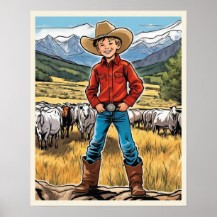 Affiche Je Veux Être Un Jeune Cowboy Art Graphique