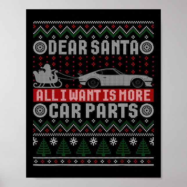 Affiche Je Veux Plus De Pièces De Voiture Chemise De Noël  (Devant)