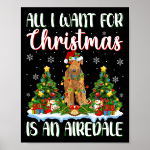Affiche Je Veux Pour Noël Est Un Chien Airedale Terrier Xm