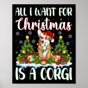 Affiche Je Veux Pour Noël Est Un Chien De Corgi Xmas Arbre