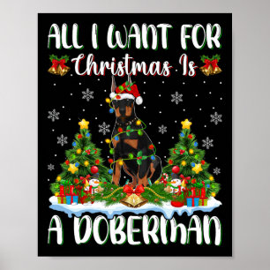 Affiche Je Veux Pour Noël Est Un Chien Doberman Xmas Tree 