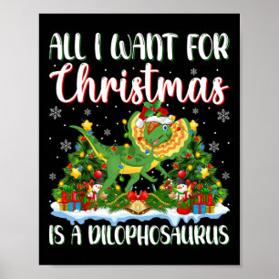 Affiche Je Veux Pour Noël Est Un Dilophosaurus Xmas Tree