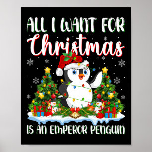 Affiche Je Veux Pour Noël Est Un Empereur Penguin Xmas Tre