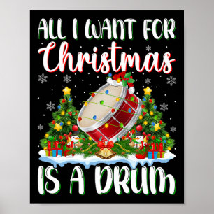 Affiche Je Veux Pour Noël Est Un Tambour Lumières Arbre