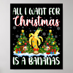 Affiche Je Veux Pour Noël Est Une Banana Xmas Lumières Arb