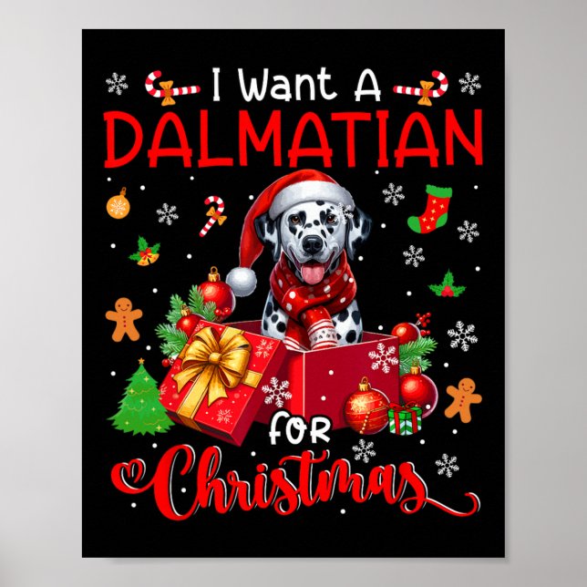 Affiche Je Veux Un Dalmatien Pour Le Propriétaire De Noël  (Devant)