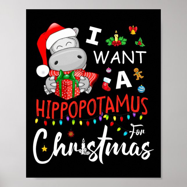 Affiche Je Veux Un Hippopotame Pour Le Pajamas De Noël Pèr (Devant)