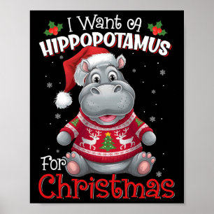 Affiche Je Veux Un Hippopotame Pour Noël Hippo De Noël Pou