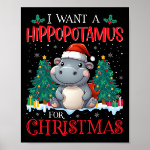 Affiche Je Veux Un Hippopotame Pour Noël Joyeux Hippo