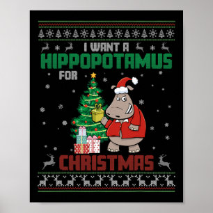 Affiche Je Veux Un Hippopotame Pour Noël Mignons Coûts De