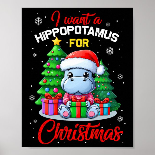 Affiche Je Veux Un Hippopotame Pour Un Hippopotame De Noël (Devant)